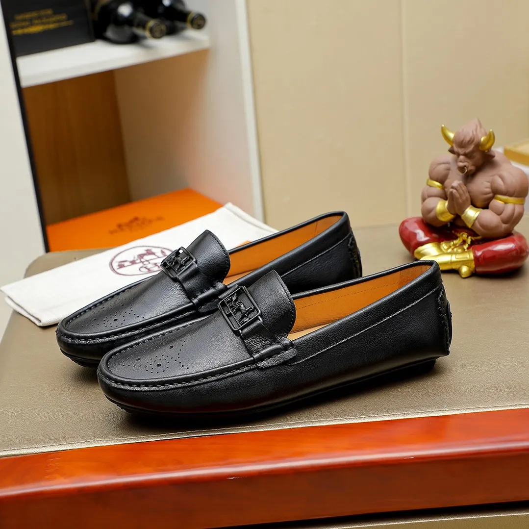Men's shoes 💰360 🕷🕷【HERMES】The same style as Hermès counters🇨🇳Classic slip-on shoes 1:1 mold opening💯Original quality🍓Using imported first-layer cowhide🍅Pigskin lining🌶🌶Super high-end men's leather shoes🇨🇳Solid and stable, very special🍇 Color, code number 38-44 (customized at 45.46)...